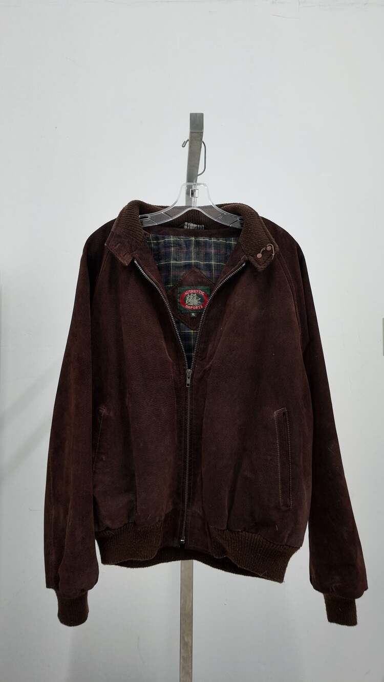 Vintage Authentic Imports Suede Bomber Jacket - Chocolate Brown (XL)